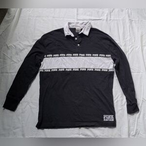 PINK Victoria's Secret Black Long Sleeve Polo
